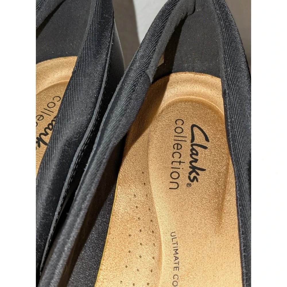 Clarks Collection Black Wedge Slip On Shoes Comfort Womens Size 10‎ NEW $75